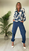 VENTISEI - 2266-44P25 - CAMICIA COTONE/SETA FANTASIA FIORI STILIZZATI CON COLLO COREANA