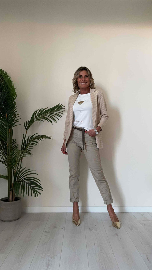 DAFNE - 821282-876P29 - PANTALONE COTONE SLIM FIT CON RICAMI E CINTURA