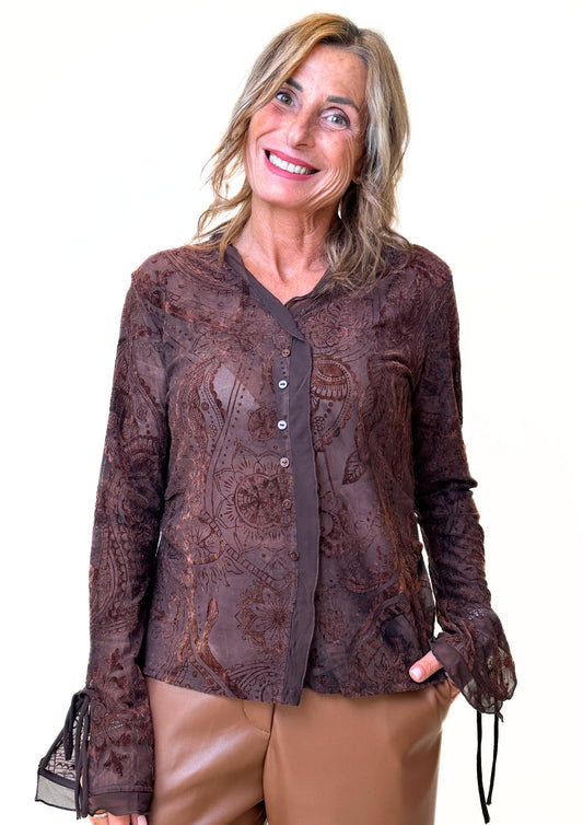 Respiro - Blusa Devoré con scollo a V