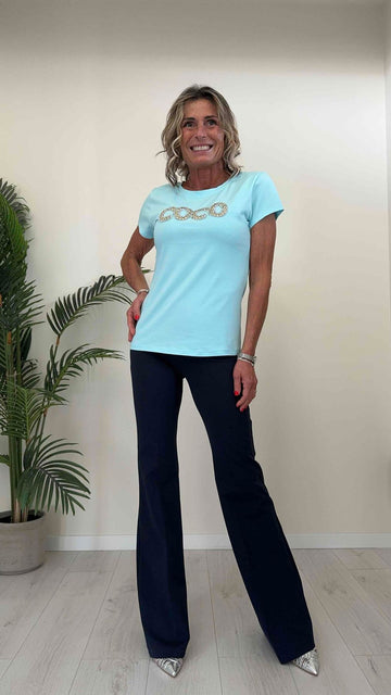 TWEED - 250214P14 - T-SHIRT 100%COTONE, STAMPA "COCO" BORCHIETTE E STRASS