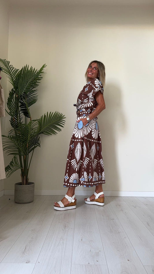 GIORGIA & JHONS - 60505SS24 - GONNA MUSSOLA COTONE STAMPA ETNICA