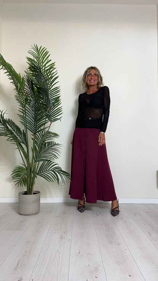 DAFNE - V8301P16 - MAGLIA/TOP TULLE CON STRASS IN TONO SU TONO