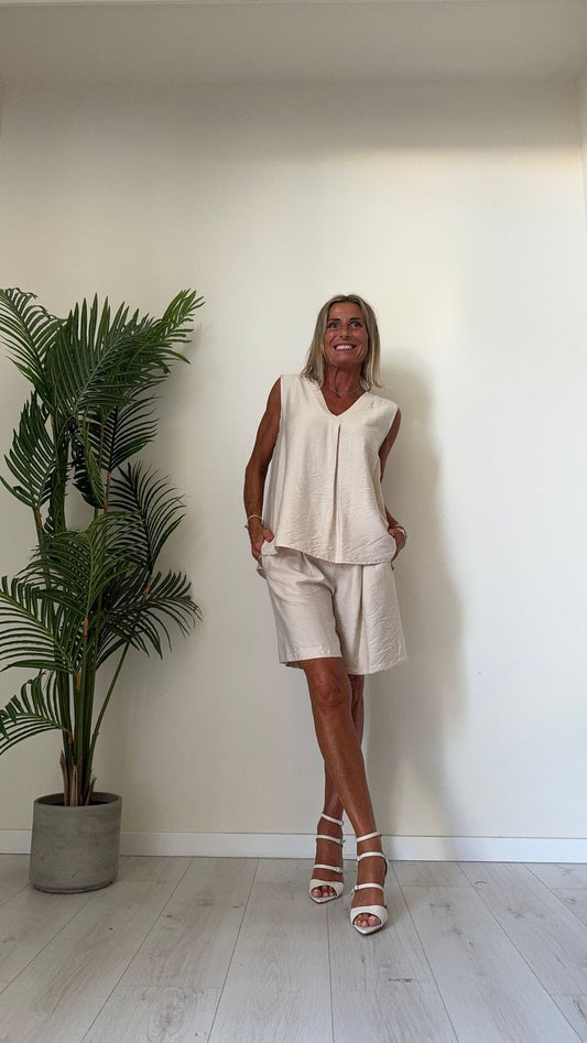 GIORGIA & JHONS - 60459SS24 - TOP VISCOSA 85% STROPICCCIATA, SCOLLO A V SOVRAPPOSTO, FIT AMPIO