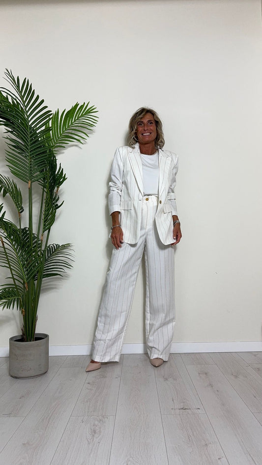 GIORGIA & JHONS - 60356SS24 - PANTALONE PALAZZO VISCOSA(88%) RIGA ORO, TASCA FILO