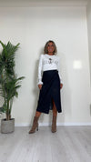 CELLOFUN - 2406GN - GONNA LONGUETTE IN DENIM A PORTAFOGLIO