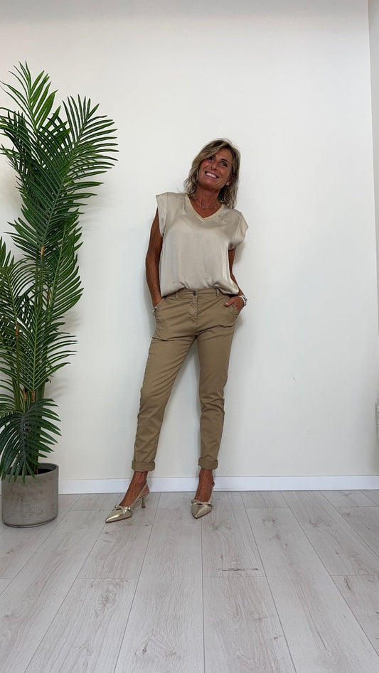 DAFNE - 817145.409P28 - PANTALONE COTONE ELASTICIZZATO, SLIM FIT CON TASCHE FRAPPINE