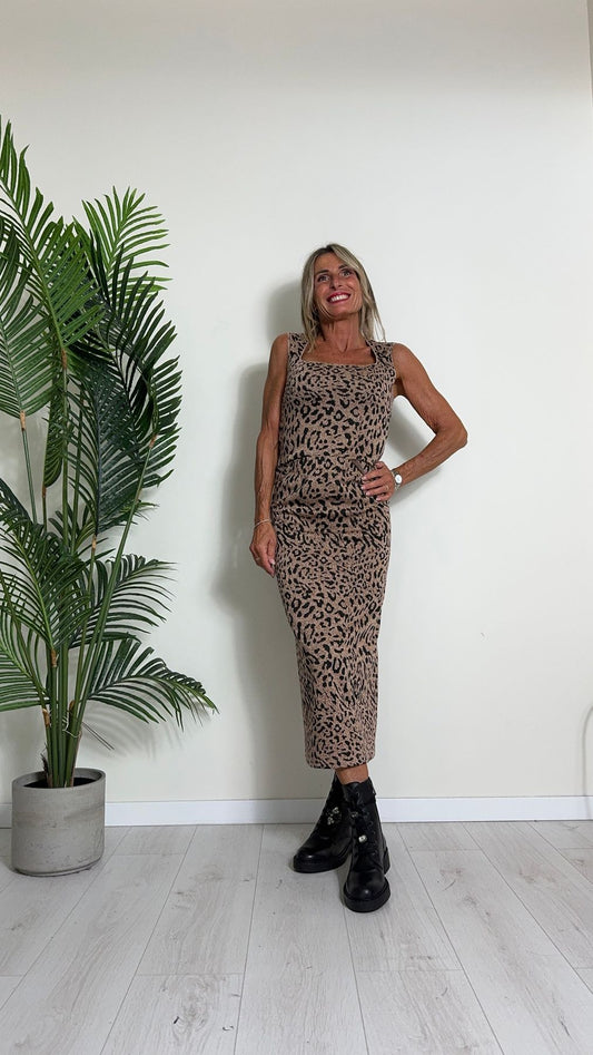 PLEASE - R0QDCYR000 - TOP POLIVISCOSA ELASTICIZZATO,FANTASIA ANIMALIER,SCOLLO QUADRATO