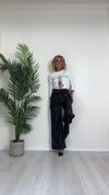 CELLOFUN - 2419P2 - PANTALONE SIMIL PELLE A PALAZZO CON FUSCIACCA