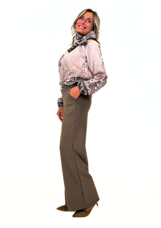 Golena - Pantalone Palazzo con Fibbia Gioiello