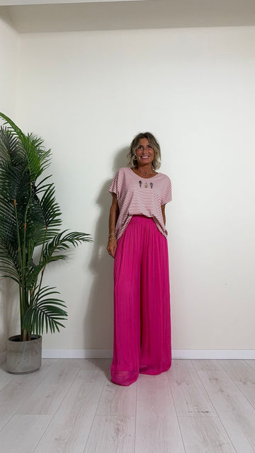 TWEED - 3077P13 - T-SHIRT OVER RIGATINA CON MANICA ALETTA CON STAMPA GLITTER LISCA PESCI