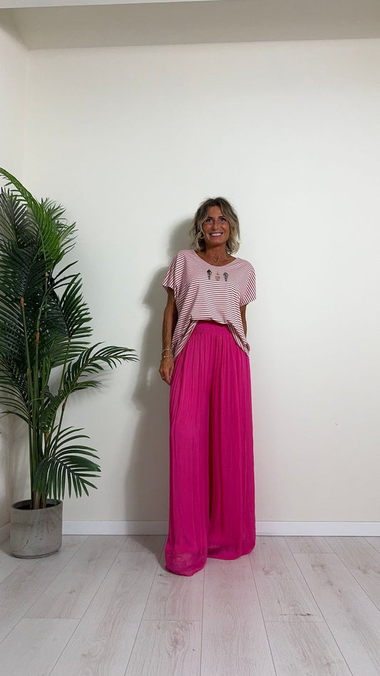 TWEED - 3077P13 - T-SHIRT OVER RIGATINA CON MANICA ALETTA CON STAMPA GLITTER LISCA PESCI