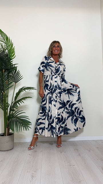 DAFNE - MC32.272FIP33 - ABITO CHEMISIER COTONE FANTASIA CON CINTURINA ROSELLINA