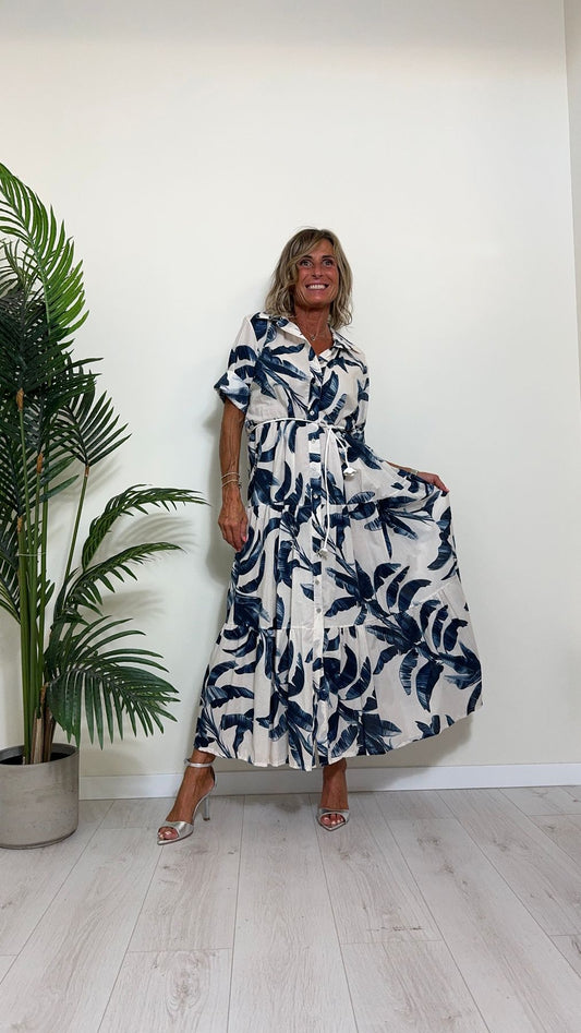 DAFNE - MC32.272FIP33 - ABITO CHEMISIER COTONE FANTASIA CON CINTURINA ROSELLINA