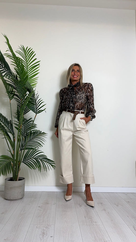 D'ELLE - C267 - CAMICIA FANTASIA MACULA CON FIOCCO, FIT AMPIO