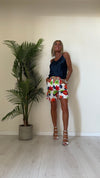 VENTISEI - MP30AP20 - BERMUDA COTONE ELASTICIZZATO, VITA ELASTICATA, STAMPA FIORI CON CINTURA