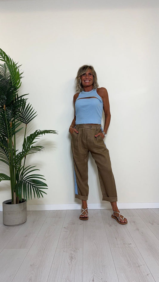 VICOLO - RB0488 - CANOTTA/TOP COSTINE VOGATORE APERTURA CON STRASS