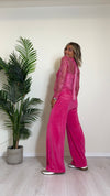 CELLOFUN - 2423P - PANTALONE CINIGLIA A PALAZZO, VITA ELASTICATA CON COULISSE