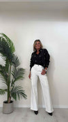 DAFNE - 1380P32 - PANTALONE CARGO PALAZZO ELASTICIZZATO, VITA ALTA