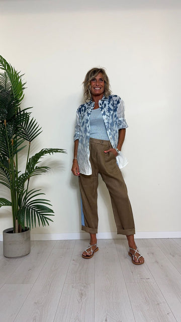 TENSIONE IN - PE24/2265 - CAMICIA COTONE FANTASIA SFUMATA (MODELLO VIOLANTE)