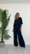VICOLO - TB0908 - PANTALONE PALAZZO 70% VISCOSA ELASTICO VITA
