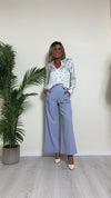 CHERRY BLUE - 2518P23 - PANTALONE POLIVISCOSA A PALAZZO GESSATO CON PINCES