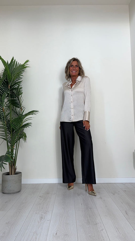 DAFNE - LC240277P28 - CAMICIA TESSUTO FLUIDO INCRESPATO CON COLLO PUNTA E POSI ALTI