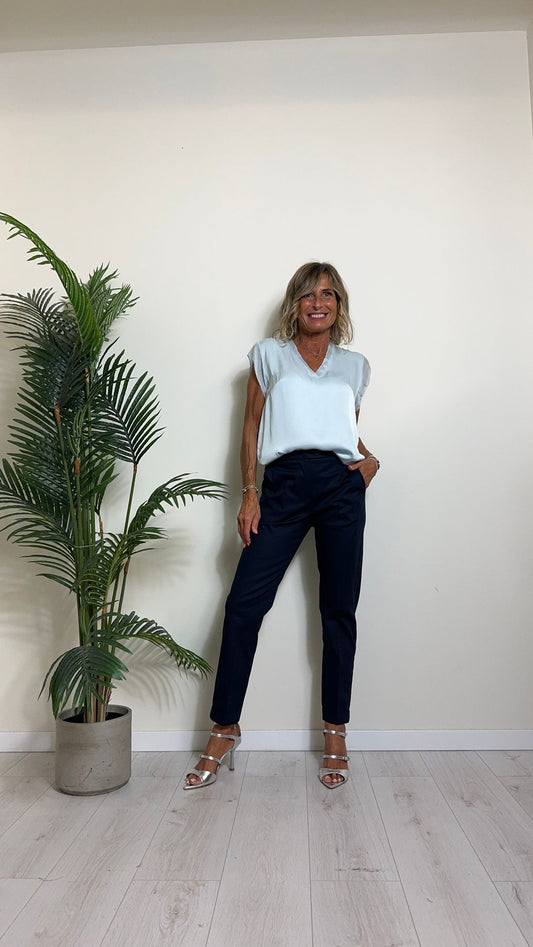 VENTISEI - 826832P20 - BLUSA 70%VISCOSA 30%SETA PROFILO SCOLLO A V E MANICA ALETTA IN VOILE