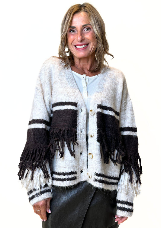 Viandante - Cardigan Frange Misto Lana