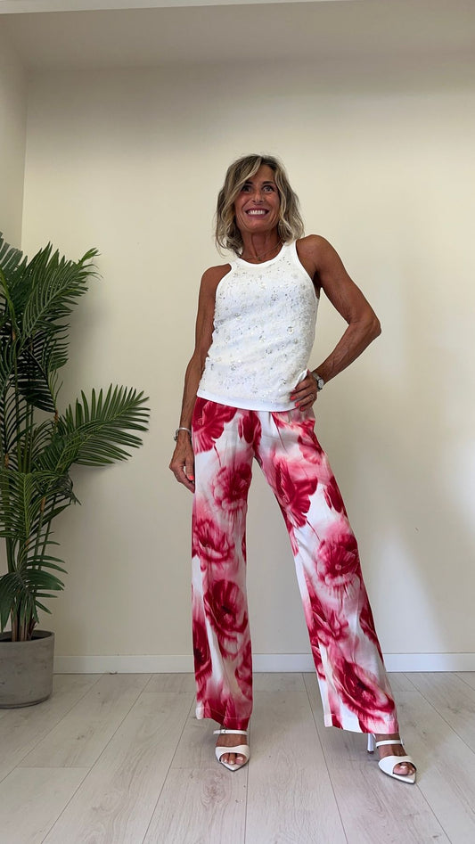 IMPERIAL - RFY6HLA - TOP/CANOTTA COTONE CON SOVRAPPOSIZIONE TULLE RICAMATO CON PAILLETTES E CANOTTIGLIE