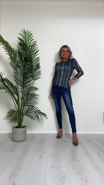 DAFNE - U11366P13 - MAGLOIA FANTASIA MANO PESCA, SLIM FIT