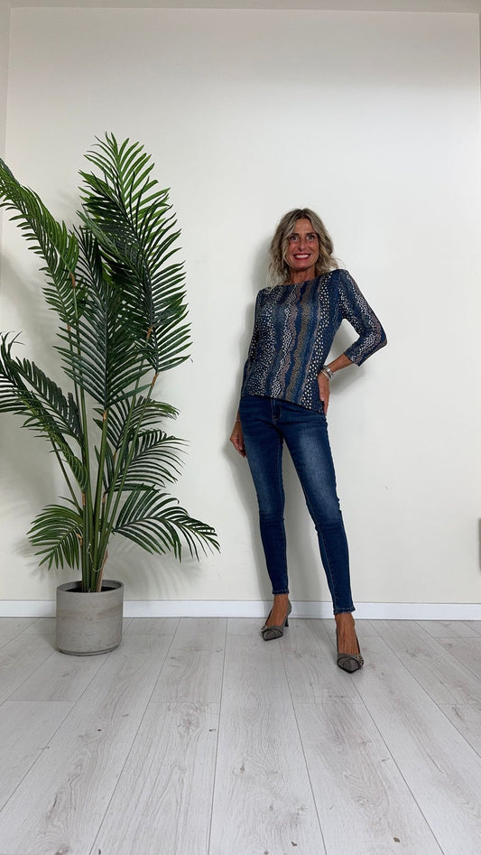 DAFNE - U11366P13 - MAGLOIA FANTASIA MANO PESCA, SLIM FIT