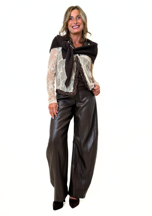 Pantalone Barrel in Similpelle