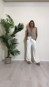 CELLOFUN - 2423P - PANTALONE CINIGLIA A PALAZZO, VITA ELASTICATA CON COULISSE
