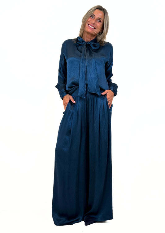Pantalone Ampio in Viscosa Effetto Crash