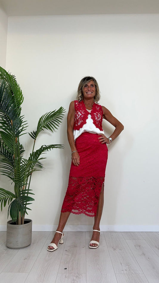 IMPERIAL - R9990021R - TOP/GILET IN PIZZO MACRAME'