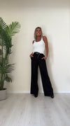 DAFNE - 205.201CP45 - COMPLETO GILET+PANTALONE LINO(55%)/VISCOSA(45%) CON CINTURA E BOTTONI A CONTRASTO