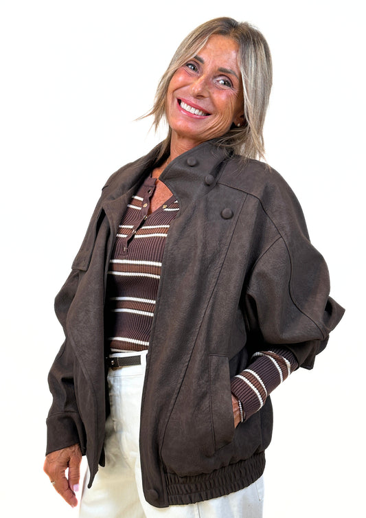 Èclat - Giubbotto Bomber in Ecopelle Oversize