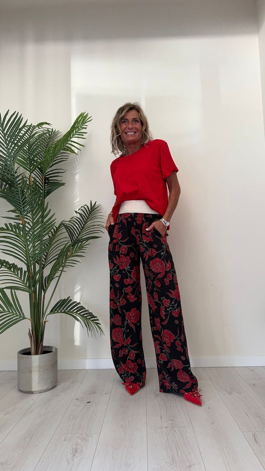 DAFNE - MP87309BP29 - PANTALONE PFANTASIA, PALAZZO IN VISCOSA CON FASCIONCINO ELASTICO