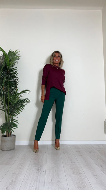 DAFNE - LD1824P25 - MAGLIA/T-SHIRT LUNGA IN JERSEY DI VISCOSA CON SCOLLO ASIMMETRICO E SPACCO