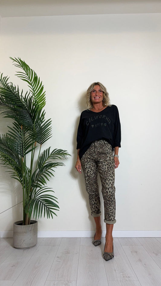 DAFNE - 822663P29 - PANTALONE ANIMALIER IN COTONE MANOPESCA, SLIM FIT