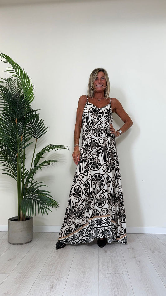 DAFNE - 30663P28 - ABITO LUNGO 100%VISCOSA CON SPALLINE REGOLABILI E FIT AMPIO