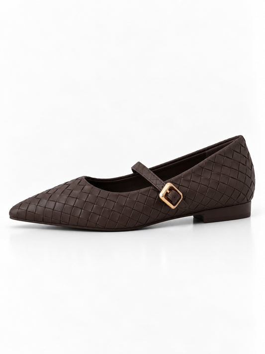 Eaudoce - Ballerine Intrecciate con Cinturino e Fibbia