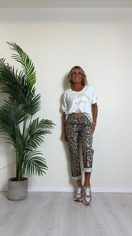DAFNE - 6625FP32 - PANTALONE BAGGY ANIMALIER IN COTONE MANOPESCA