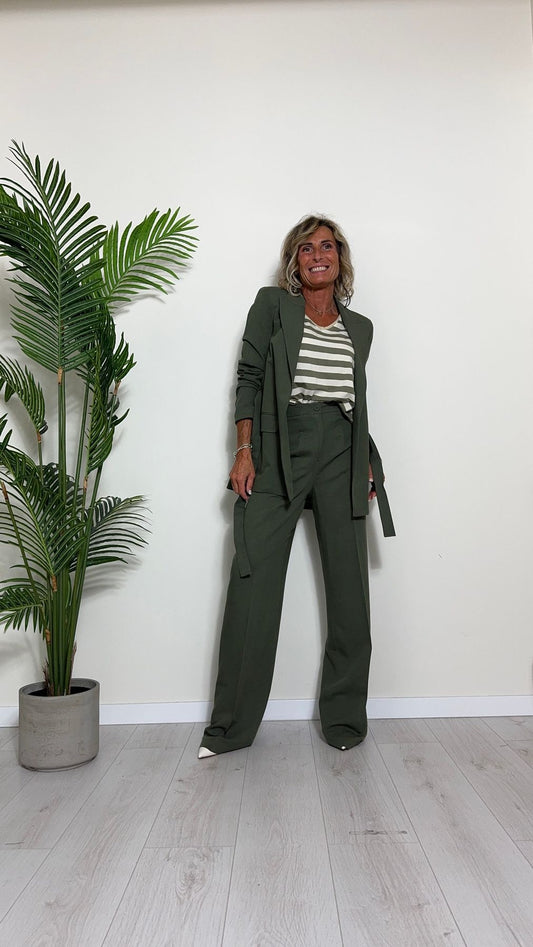 GIORGIA & JHONS - 60368SS24 - PANTALONE PALAZZO VISCOSA(62%)/LINO(38%) CON PIEGA