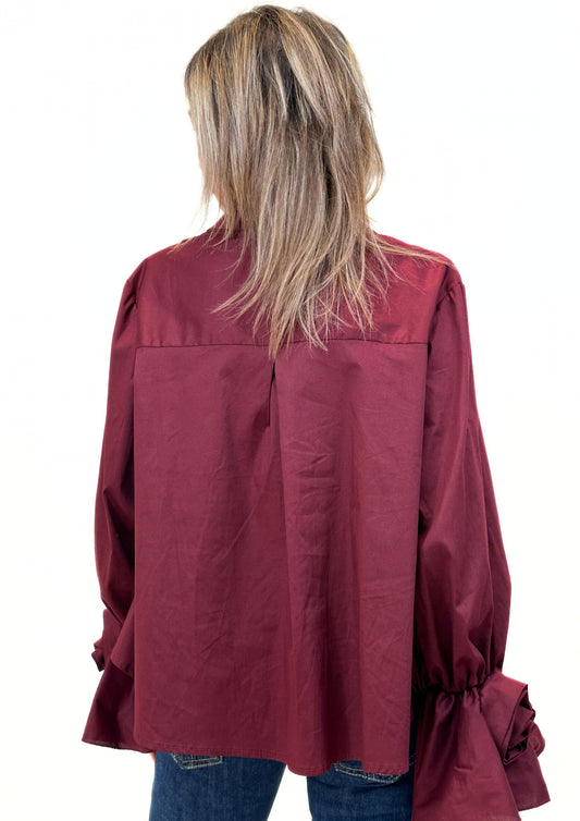 Provence - Camicia Bordeaux con Polso a Rosa