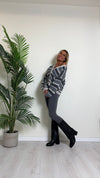 D'ELLE - RKW2411 - CARDIGAN RIGHE LUREX, LANA/VISCOSA, BOTTONI A PRESSIONE A SCOMPARSA