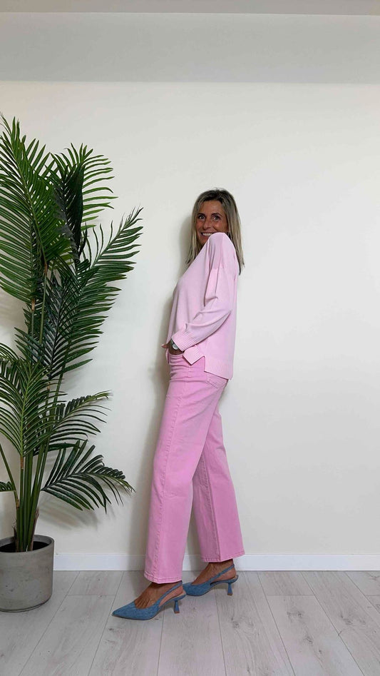 DAFNE - 6941P29 - PANTALONE PALAZZO CROPPED, COTONE TINTO CAPO