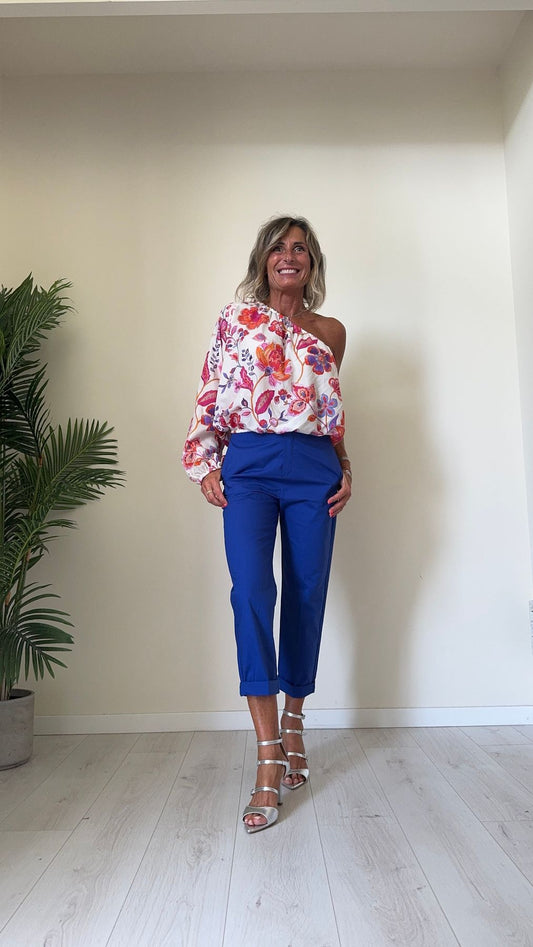 IMPERIAL - R9990081R - TOP MONOSPALLA IN MUSSOLA DI COTONE FANTASIA FLOWERS