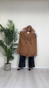 CELLOFUN - 2436CP - CAPPOTTO/MANTELLA CON FRANGE, FUSCIACCA STACCABILE E BOTTONI MILITARY