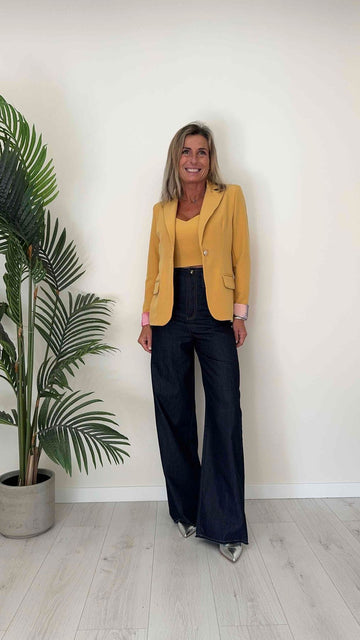 CELLOFUN - 2346P - PANTALONE COTONE A PALAZZO, ORLI E VITA SFRANGIATI